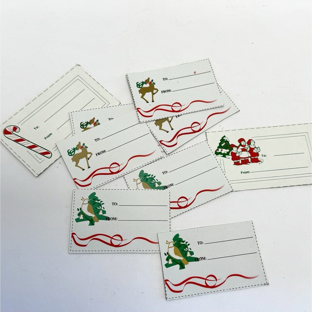Vintage Christmas Gift Tags Lot‎ of 9 Holiday Cardstock Retro